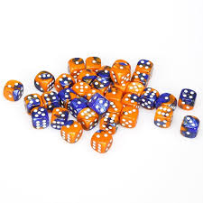 Gemini Blue-Orange/White 12mm D6 Dice Chessex    | Red Claw Gaming