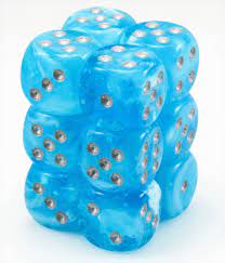 Luminary Sky/Silver 16mm D6 Luminary Effect Dice Chessex    | Red Claw Gaming