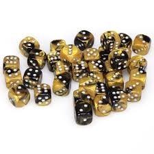 Gemini Black-Gold/Silver 12mm D6 Dice Chessex    | Red Claw Gaming
