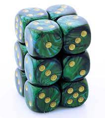 Scarab Jade/Gold 16mm D6 Dice Chessex    | Red Claw Gaming