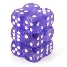 Borealis Purple/White 16mm D6 Luminary Effect Dice Chessex    | Red Claw Gaming
