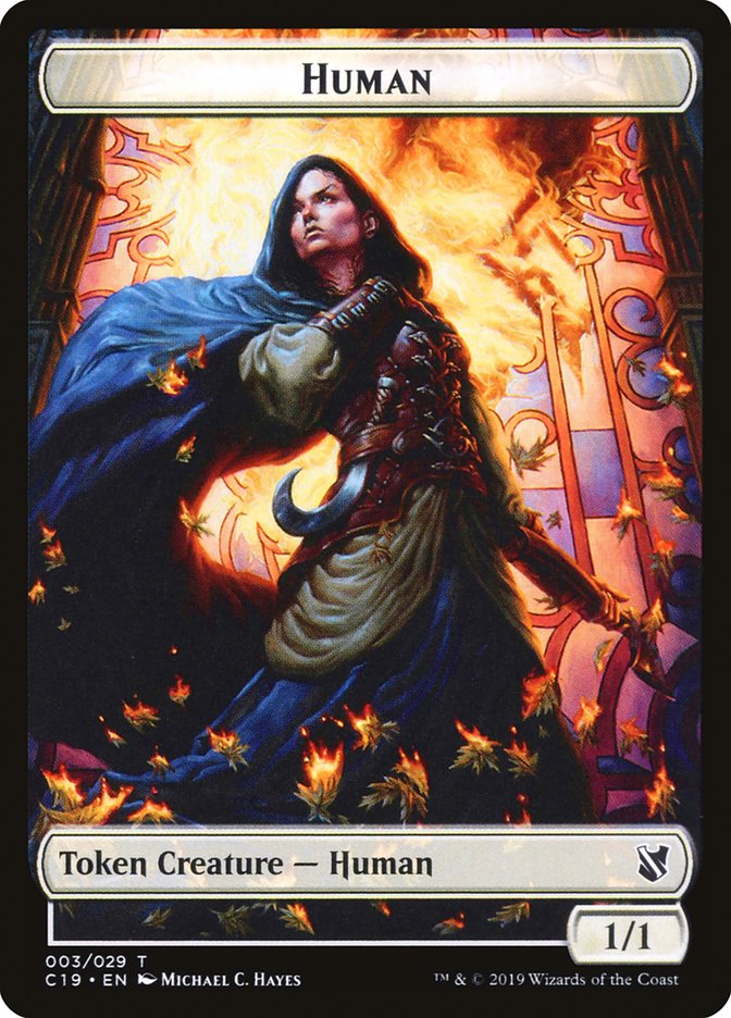 Treasure // Human Double-Sided Token [Commander 2019 Tokens] MTG Single Magic: The Gathering    | Red Claw Gaming