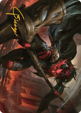 Karlach, Fury of Avernus Art Card (34) (Gold-Stamped Signature) [Commander Legends: Battle for Baldur's Gate Art Series] MTG Single Magic: The Gathering    | Red Claw Gaming