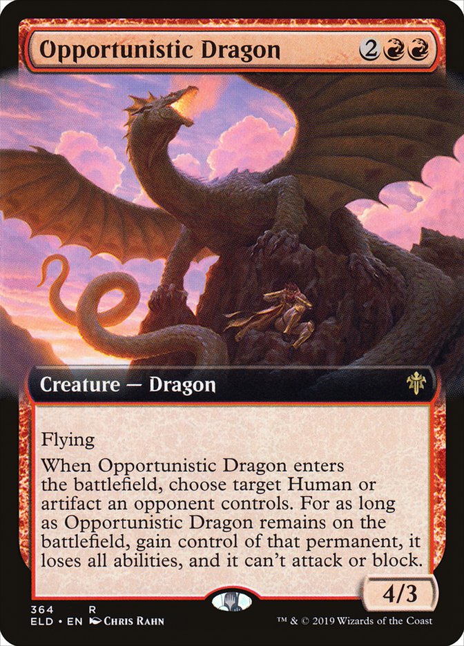 Opportunistic Dragon (Extended Art) [Throne of Eldraine] MTG Single Magic: The Gathering    | Red Claw Gaming