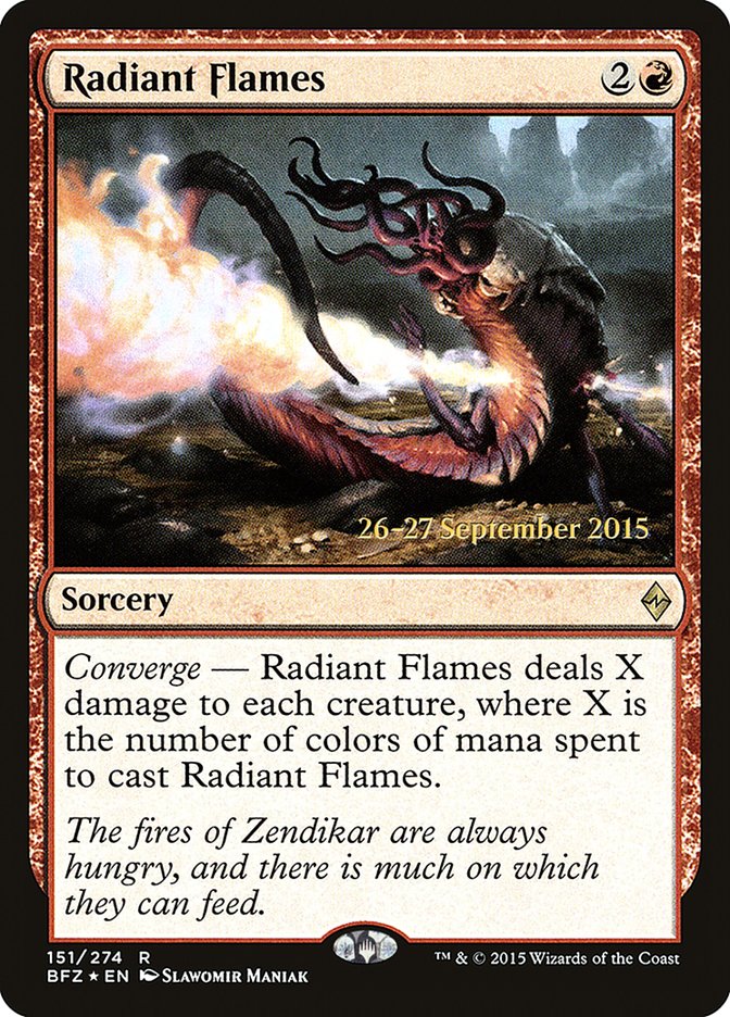 Radiant Flames [Battle for Zendikar Prerelease Promos] MTG Single Magic: The Gathering    | Red Claw Gaming
