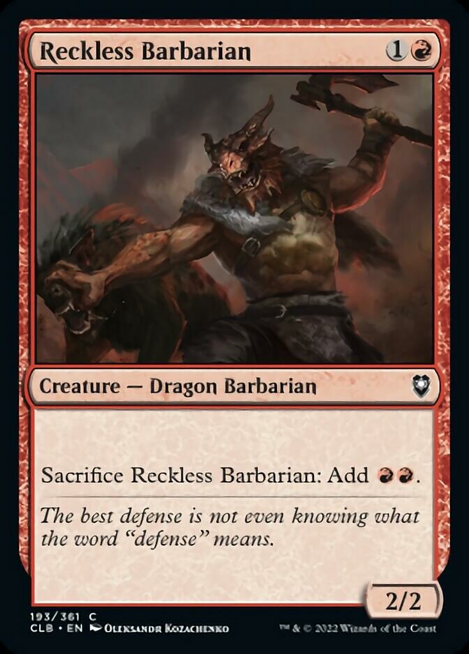 Reckless Barbarian [Commander Legends: Battle for Baldur's Gate] MTG Single Magic: The Gathering    | Red Claw Gaming