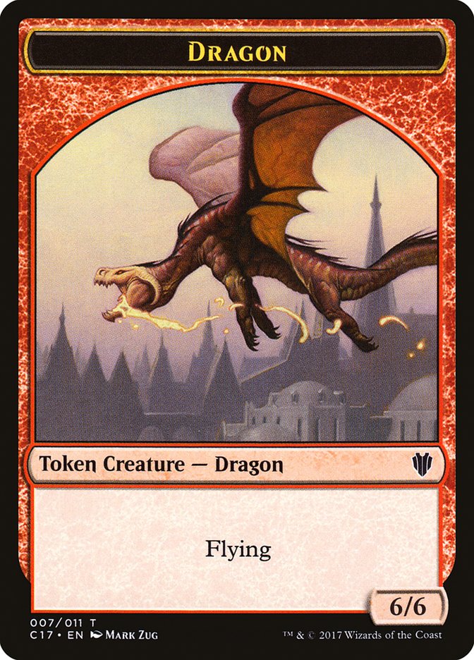 Dragon (007) // Gold (010) Double-Sided Token [Commander 2017 Tokens] MTG Single Magic: The Gathering    | Red Claw Gaming
