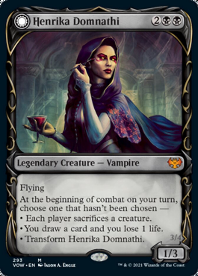 Henrika Domnathi // Henrika, Infernal Seer (Showcase Fang Frame) [Innistrad: Crimson Vow] MTG Single Magic: The Gathering    | Red Claw Gaming