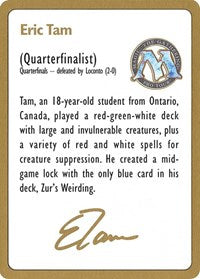 1996 Eric Tam Biography Card [World Championship Decks] MTG Single Magic: The Gathering    | Red Claw Gaming