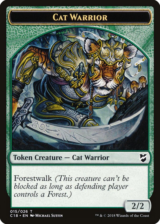 Cat Warrior Token [Commander 2018 Tokens] MTG Single Magic: The Gathering    | Red Claw Gaming