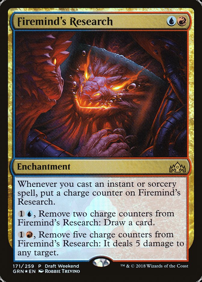 Firemind's Research (Draft Weekend) [Guilds of Ravnica Promos] MTG Single Magic: The Gathering    | Red Claw Gaming