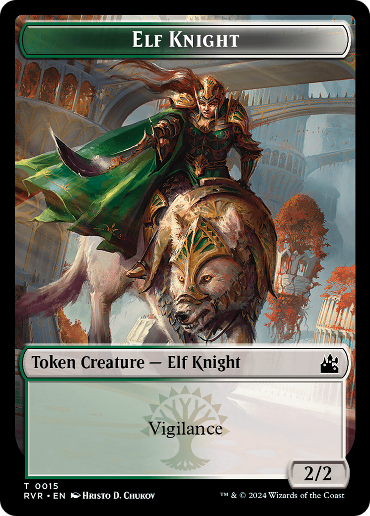 Elf Knight // Rhino Double-Sided Token [Ravnica Remastered Tokens] MTG Single Magic: The Gathering    | Red Claw Gaming
