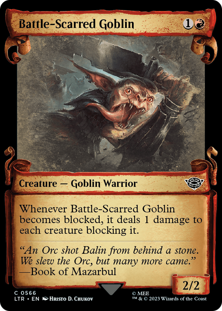 Battle-Scarred Goblin [The Lord of the Rings: Tales of Middle-Earth Showcase Scrolls] MTG Single Magic: The Gathering    | Red Claw Gaming
