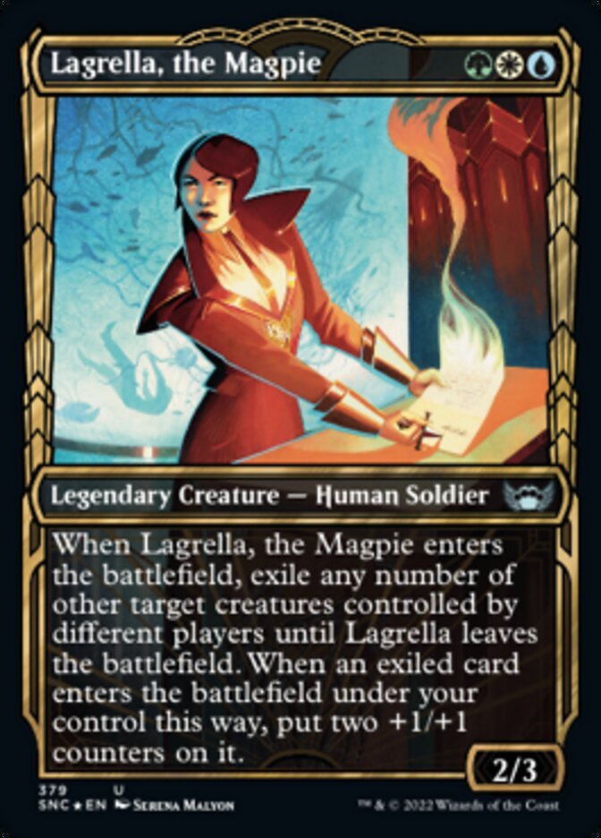 Lagrella, the Magpie (Showcase Golden Age Gilded Foil) [Streets of New Capenna] MTG Single Magic: The Gathering    | Red Claw Gaming