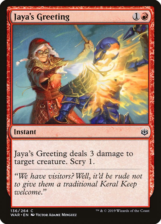 Jaya's Greeting [War of the Spark] MTG Single Magic: The Gathering    | Red Claw Gaming