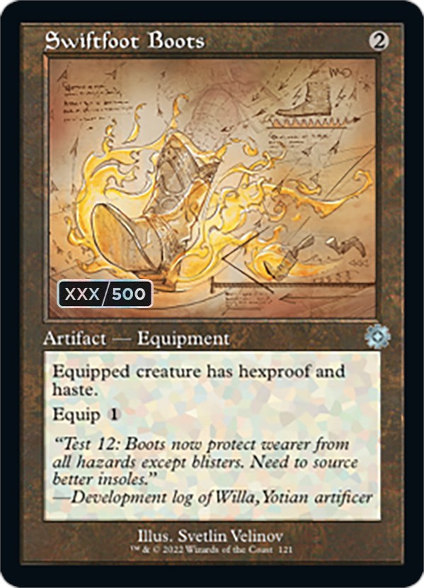 Swiftfoot Boots (Retro Schematic) (Serialized) [The Brothers' War Retro Artifacts] MTG Single Magic: The Gathering    | Red Claw Gaming