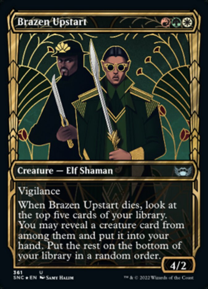 Brazen Upstart (Showcase Golden Age Gilded Foil) [Streets of New Capenna] MTG Single Magic: The Gathering    | Red Claw Gaming