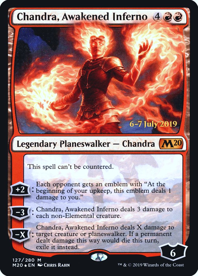 Chandra, Awakened Inferno [Core Set 2020 Prerelease Promos] MTG Single Magic: The Gathering    | Red Claw Gaming