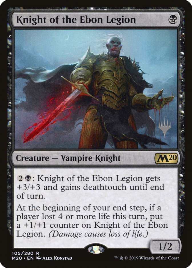 Knight of the Ebon Legion (Promo Pack) [Core Set 2020 Promos] MTG Single Magic: The Gathering    | Red Claw Gaming