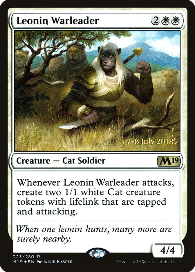 Leonin Warleader [Core Set 2019 Prerelease Promos] MTG Single Magic: The Gathering    | Red Claw Gaming
