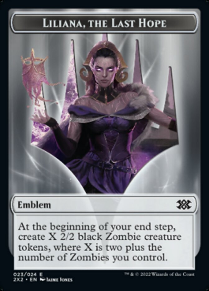 Liliana, the Last Hope Emblem // Spirit (002) Double-Sided Token [Double Masters 2022 Tokens] MTG Single Magic: The Gathering    | Red Claw Gaming