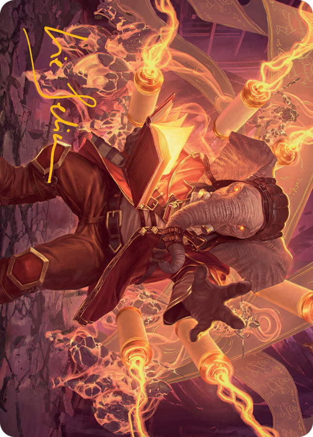 Quintorius, Loremaster Art Card (52) (Gold-Stamped Signature) [March of the Machine Art Series] MTG Single Magic: The Gathering    | Red Claw Gaming