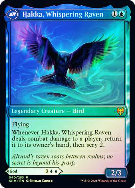 Alrund, God of the Cosmos // Hakka, Whispering Raven [Kaldheim Prerelease Promos] MTG Single Magic: The Gathering    | Red Claw Gaming
