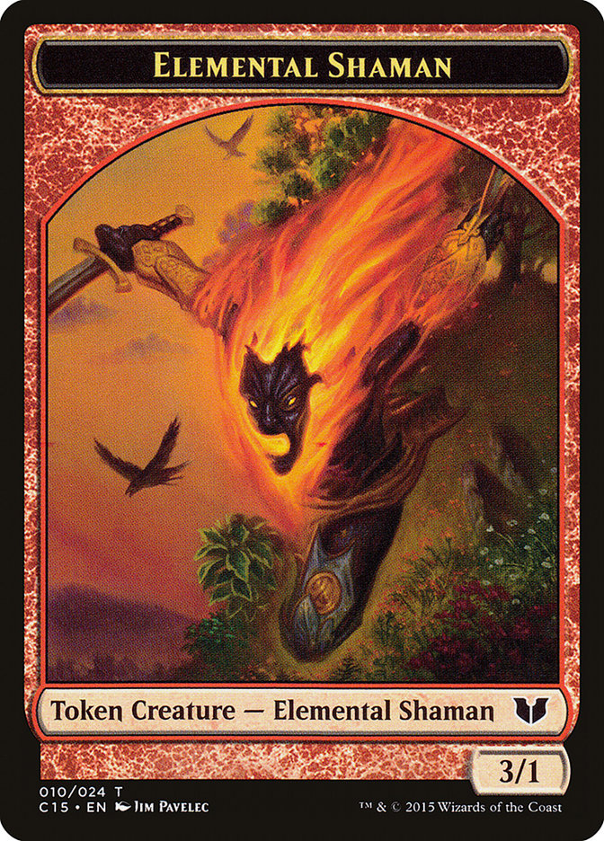 Knight (004) // Elemental Shaman Double-Sided Token [Commander 2015 Tokens] MTG Single Magic: The Gathering    | Red Claw Gaming
