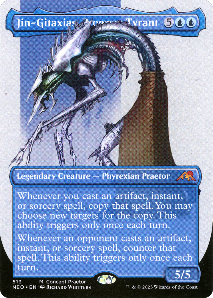 Jin-Gitaxias, Progress Tyrant (Borderless Concept Praetors) [Phyrexia: All Will Be One] MTG Single Magic: The Gathering    | Red Claw Gaming