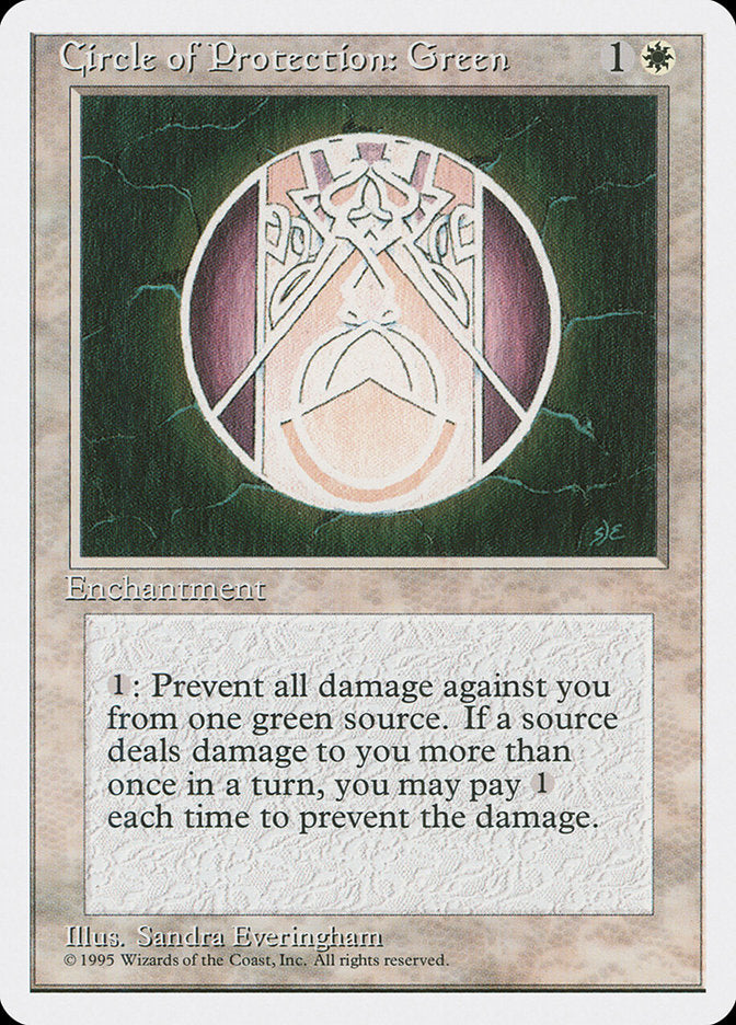 Circle of Protection: Green [Fourth Edition] MTG Single Magic: The Gathering    | Red Claw Gaming