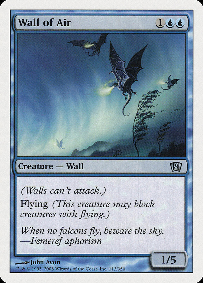 Wall of Air [Eighth Edition] MTG Single Magic: The Gathering    | Red Claw Gaming