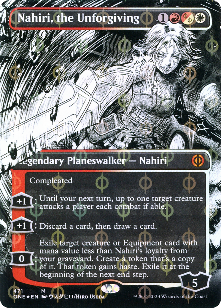 Nahiri, the Unforgiving (Borderless Manga Step-and-Compleat Foil) [Phyrexia: All Will Be One] MTG Single Magic: The Gathering    | Red Claw Gaming