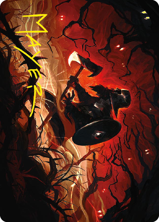 Gimli, Counter of Kills Art Card (44/81) (Gold-Stamped Signature) [The Lord of the Rings: Tales of Middle-earth Art Series] MTG Single Magic: The Gathering    | Red Claw Gaming