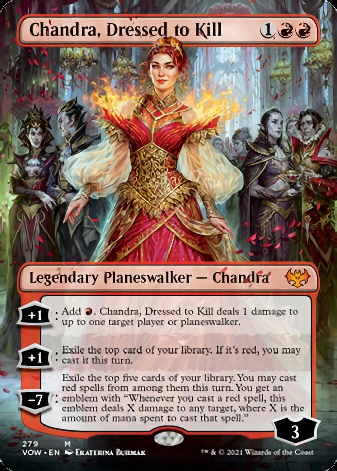 Chandra, Dressed to Kill (Borderless) [Innistrad: Crimson Vow] MTG Single Magic: The Gathering    | Red Claw Gaming