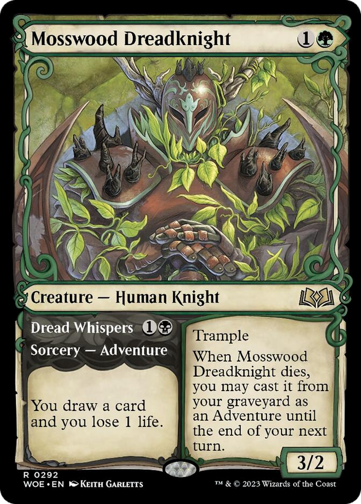 Mosswood Dreadknight // Dread Whispers (Showcase) [Wilds of Eldraine] MTG Single Magic: The Gathering    | Red Claw Gaming