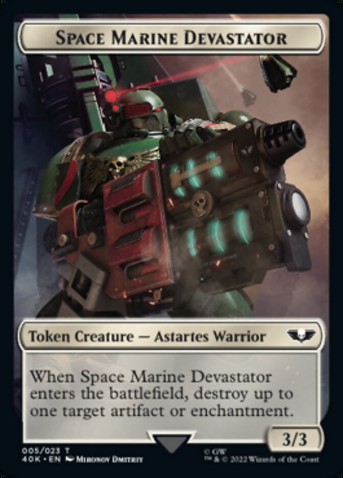 Soldier (002) // Space Marine Devastator Double-Sided Token (Surge Foil) [Warhammer 40,000 Tokens] MTG Single Magic: The Gathering    | Red Claw Gaming
