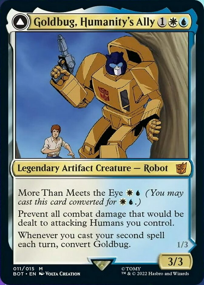 Goldbug, Humanity's Ally // Goldbug, Scrappy Scout [Transformers] MTG Single Magic: The Gathering    | Red Claw Gaming