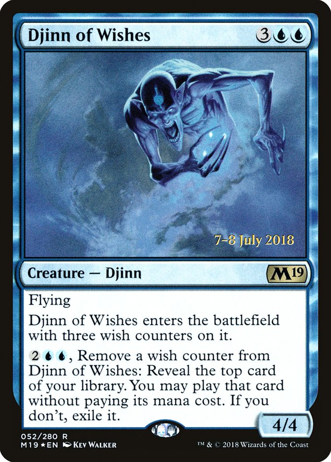 Djinn of Wishes [Core Set 2019 Prerelease Promos] MTG Single Magic: The Gathering    | Red Claw Gaming