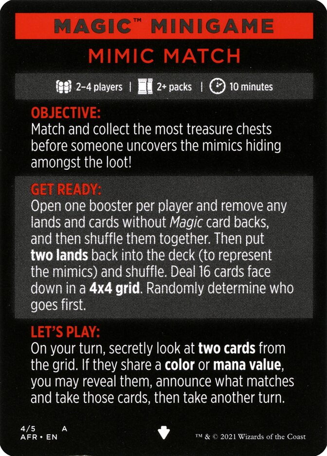 Mimic Match (Magic Minigame) [Dungeons & Dragons: Adventures in the Forgotten Realms Minigame] MTG Single Magic: The Gathering    | Red Claw Gaming