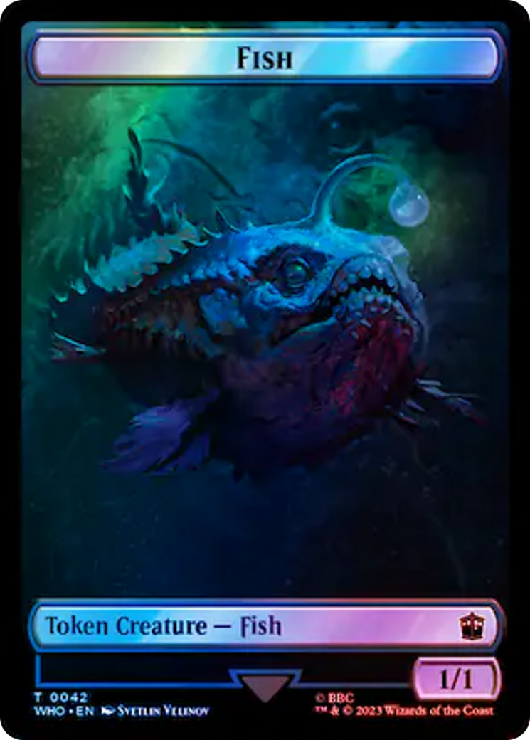 Fish // Alien Salamander Double-Sided Token (Surge Foil) [Doctor Who Tokens] MTG Single Magic: The Gathering    | Red Claw Gaming