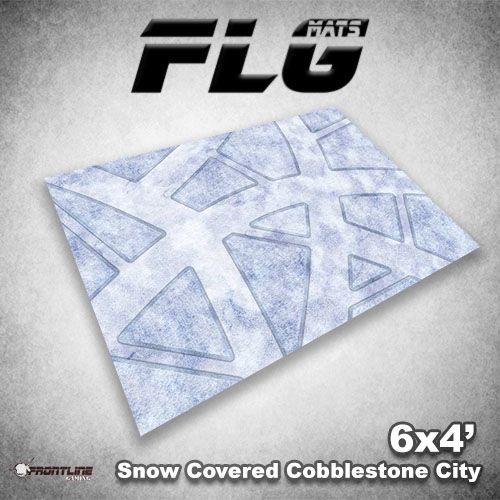 FLG Mat, Snow Covered Cobblestone City 1, 6x4 Gaming Mat FLG    | Red Claw Gaming