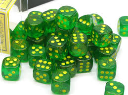 Borealis Maple Green/Yellow 16mm D6 Dice Chessex    | Red Claw Gaming