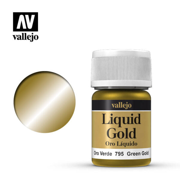 GREEN GOLD (ALCOHOL BASED) LIQUID GOLD - 35ML Vallejo Model Color Vallejo    | Red Claw Gaming
