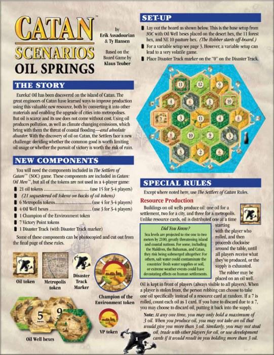 CATAN Scenarios – Oil Springs Board Game CATAN Studio    | Red Claw Gaming