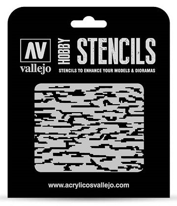 HOBBY STENCIL PIXELATED MODERN CAMO Vallejo Stencil Vallejo    | Red Claw Gaming