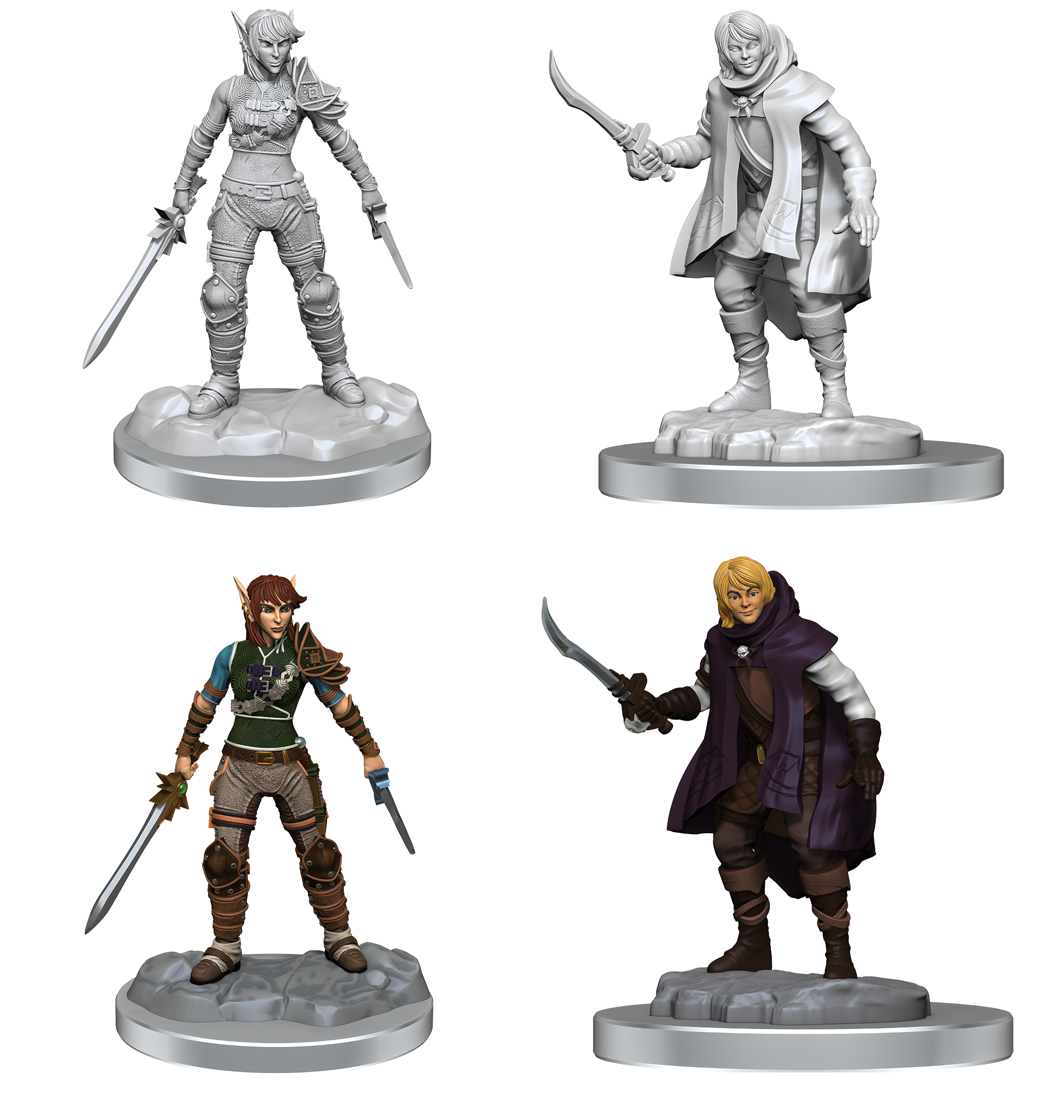 D&D Nolzur's Marvelous Miniatures: Elf Rouge & Half-Elf Rogue Protege Minatures Wizkids Games    | Red Claw Gaming