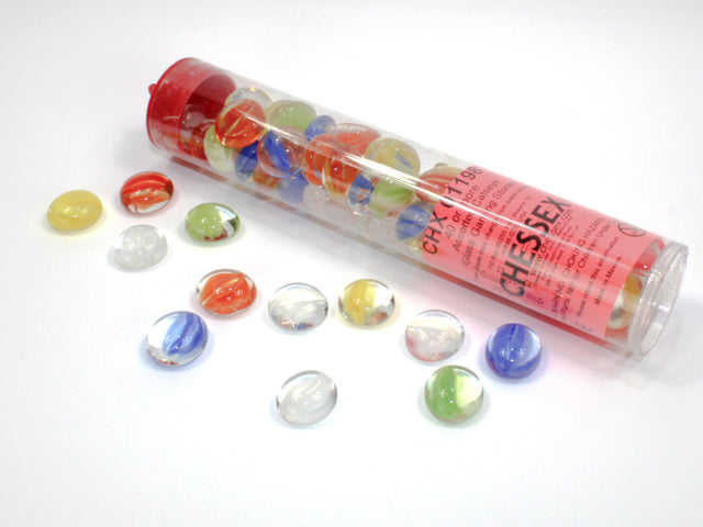 GLASS STONES CATSEYE MIXED COLORS QTY 40 TUBE Dice Chessex    | Red Claw Gaming
