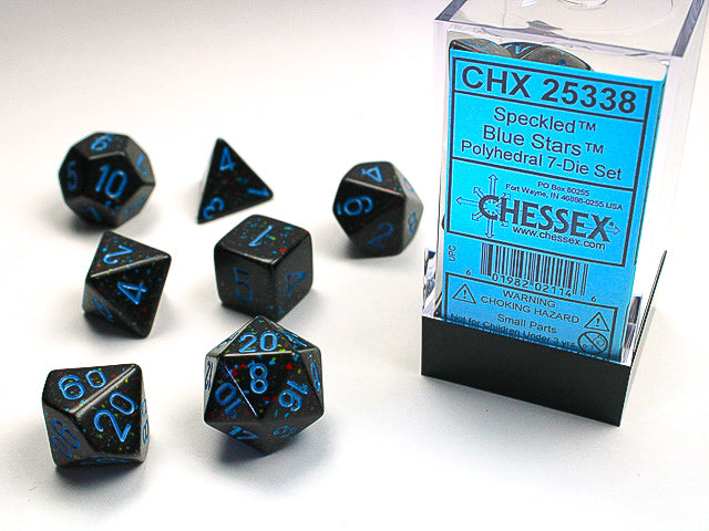 Speckled Blue Stars 7-Die Set Dice Chessex    | Red Claw Gaming
