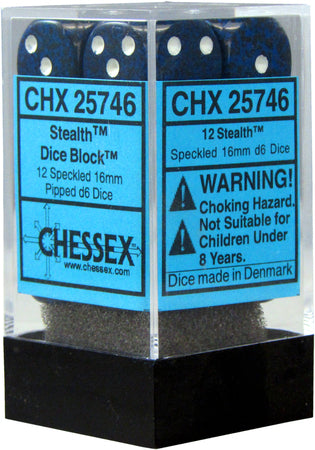 Speckled Stealth 16mm D6 Dice Chessex    | Red Claw Gaming