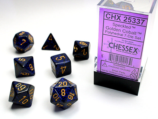 Speckled Golden Cobalt 7-Die Set Dice Chessex    | Red Claw Gaming